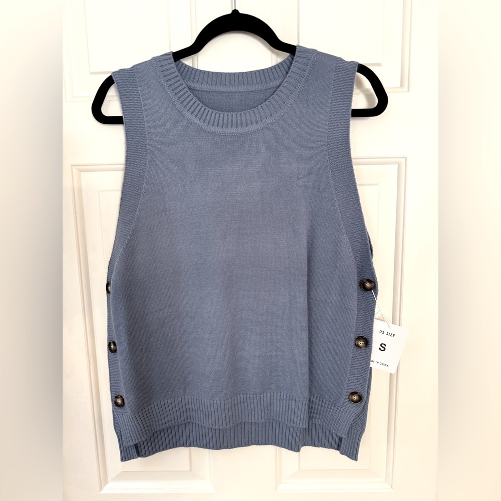 NET BLUE SWEATER VEST-S - Picture 4 of 13